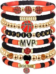 Basketball Bracelets for Women Stack Beaded Basketball Friendship Bracelets Game Day Sports Basketball Charm Bracelet Bangles Basketball Mom Accessories Outfits Jewelry Gifts
