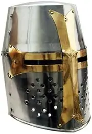 Great Brass Crusader Knight Helmet Most Fit Adult Size Rustic Vintage Home Decor Gifts, Silver