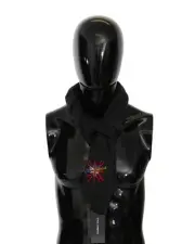 Dolce & Gabbana Men Wool Scarf Union Jack Embroidery Women Black Scarves &