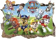 PAW Patrol Art Wall Sticker for Kids Bedroom, 3D Anime Cartoon DIY Self Adhesive Removable Wall Decals Background Decor