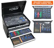 SP Tools SP50121X - Tool Kit - Custom Series - 218 Piece Metric/SAE - Black/Chrome - Plus 2 Extra EVA Foam Trays