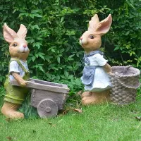 在飛比找樂天市場購物網優惠-卡通風兔子花缸園藝裝飾小品小豬花盆工藝品動物造景商場雕塑擺件