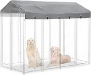 Hadisi ﻿Outdoor Dog Kennel Replacement Top Covers Windproof Anti-UV 8'Dx4'Wx1.4'H.Waterproof Dog Kennel Top Cover for Multiple Brands of Dog Kennels,Cover Only(Grey)