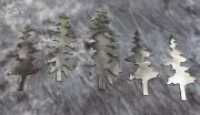 Set of Tree's (5 Pieces) - Metal Wall Art - Silver Size Varies Per Pieces