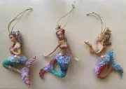 ^SET OF 3 MERMAID CHRISTMAS TREE ORNAMENTS