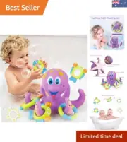 Sensory Octopus Toy with 5 Floating Rings - Ideal for Fun Bath Adventures