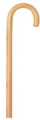 Walking Stick Cane Pole Solid Sturdy Varnished Beige Wood 92cm Long Crook Handle