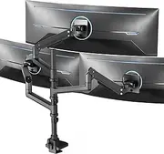 VIVO Pneumatic Arm Triple Ultrawide Monitor Extra Tall Desk Mount for Up to 49 inch Screens, Heavy Duty Clamp, Holds 3 Ultra Wides Up to 20kg, Black, STAND-V300D