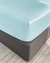 Home Long-Staple Cotton Fitted Sheet Mattress Cover Deep 30cm Solid Color 1 Piece,Blue,Full 138x190x30cm