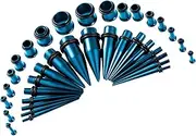 [CABBE KALLO] 36pcs Ear Stretching Kit Tapers Stainless Steel 14G-00G Plugs and Tunnels Gauges Set Expanders for Women Men Body Piercing Jewelry