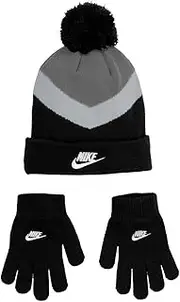 [Nike] Boy`s Colorblock Beanie & Gloves 2 Piece Set (Black(9A2890-023)/Grey, 8-20 Years)