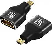 8K Micro HDMI to HDMI Adapter 2 Pack, HDMI Female to Micro HDMI Male Bidirectional HDMI 2.1 Gold Plated Connector, Support 8K@60Hz, 4K@120Hz, HDR 3D, Compatiable with Camera, Laptop, Projector etc