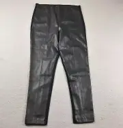 Ann Taylor Pants Womens 12 Black Faux Leather Flat Front Leggings Pull On NWT