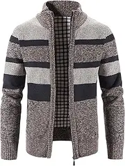 [Generic] Men's Cardigan Sweaters Stand Collar Regular Fit Zip up Sweaters Full Zip Thick Knitted Cardigan