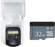 Outdoor Camera CW700S 2.5K CCTV Full-Color Night Vision WiFi 4 Million Pixel IP66 Smart Home Sound and Light Warning(UK Plug,Add 32G TF Card)