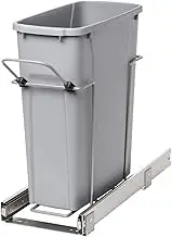 Knape & Vogt RS-PSW9-1-20-P 17 in. H x 8 in. W x D Steel in-Cabinet 20 Qt. Single Platinum Pull Out Trash Can