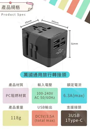 旅行萬用轉接頭 萬國充 萬用插座 國際萬用旅行多國插座 全電壓 旅行插座 轉接插頭 全球通用旅行插頭 多國轉接萬用充