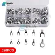 320pcs Terminals Non-Insulated Ring Fork U-type Brass Terminals Assortment Kit
