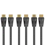 3PK Cruxtec 1m Premium High Speed HDMI 2.0 18Gbps 4K 60Hz Cable w/ Ethernet BLK