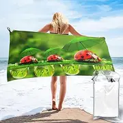 EdWal Funny Ladybug Holding Umbrellas print Quick Dry Bath Towel, Soft Towels for Sports Travel,Lightweight Fast Drying Bath Towels