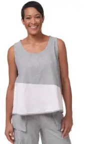Tulip Clothing Benson Womens Color Block Tank in Ticking Stripe