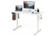 Costway Electric Standing Desk Height Adjustable Computer Desk Motorised Sit Stand 3 Memory Height Settings White