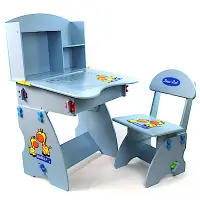 在飛比找Yahoo奇摩購物中心優惠-寶盟BAUMER 第二代PLUS木質兒童升降成長書桌椅(天空