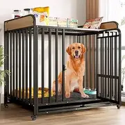 Indoor Dog Kennel,Dog Crate Table,Heavy Duty Dog Crate Furniture,Dog Crate Furniture,Kennel With Wheels,Removable Tray,Decorative Dog Kennel Indoor For Medium/large Dogs(43.3 * 28.3 * 41.3 in)