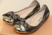 NIB MIU MIU Ballet Leather Flats Shoes Silver 38.5 $495 Cracle Nizza Piombo