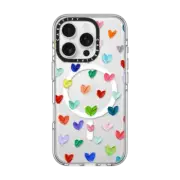 iPhone 16 Pro Clear Case MagSafe Compatible Polka Daub Hearts