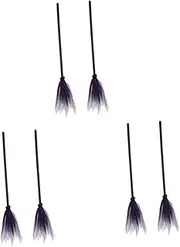 Totority 6 pcs Halloween Witch Broomsticks Lightweight Plastic Costume Props for Dress Up Safe Indoor Use Fun Photo Props Unisex Halloween Decorations