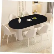 Black Oval Fitted Tablecloth with Elastic, Best for 42" x 60" Oval Table