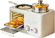 Breakfast Machine, Three-In-One Multifunctional Breakfast Machine, with Oven, Frying Pan, Steamer, 1200W, S-Type Double Heating Tube, 0-60Min Timer Knob, Suitable for Small Kitchens