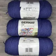 Bernat Premium Yarn 3 Skeins 7oz Denim Heather