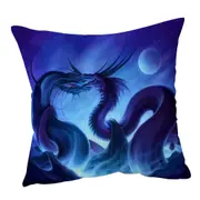 Fantasy Art Moon Night Dragon Fight Cushion Cover