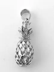 14K Solid White Gold 3D Pineapple Charm W:1/4” (7.5 mm) Length: 22.4 mm C292-81