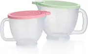[Tupperware] Classic Mix-N-Store Pitcher Set in Mint Green & Candy Pink - Dishwasher Safe & BPA Free - (2 Bowls + 2 Lids)