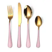 1Set Golden Cutlery Fork Spoon Knife Golden Tableware Stainless Steel Cutlery Golden Dinnerware Set