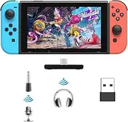 Bluetooth Adapter for Switch/Lite/OLED, BT 5.0 Wireless Audio Transmitter with USB C to A Converter for Bluetooth Headphone Speakers on PS4 PS5 PC