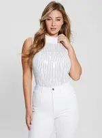 GUESS Women's White Vivian Short Sleeve Top Size: Medium, Viscose Rayon