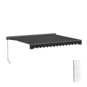 ALEKO Semi-Cassette Motorized LED Retractable 12x10 ft Patio Awning Canopy Black