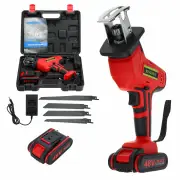 VIOLEWORKS 48VF Electric Cordless Reciprocating Saw Chainsaw + 4 Saw Blades Metal Cutting Woodworking Tools Set