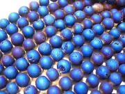 Awesome Titanium Plated Agate Druzy Round beads 8mm - 16" strand Blue