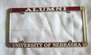 NEBRASKA CORNHUSKERS ALUMNI EMBOSSED CHROME LIC PLATE FRAME #010 SALE - NEW