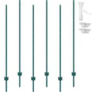 VEVOR 6 Feet Fence Post 6 Pack T-Post Heavy Duty Metal Fence Posts Green