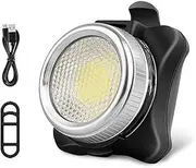 USB Rechargeable Bike Light, Battery-Powered Super Bright Front and Rear COB LED Bicycle Light 5 Modes 100LM Bike Light for Night Riding (Red and White Light)