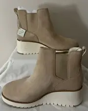 NWT Cole Haan Women’s ZerøGrand City Wedge WP Suede Chelsea Boots; Size 10.5