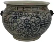 Incense Burner Curly Vine Longevity Jar Vase Blue White Porcelain Handmade