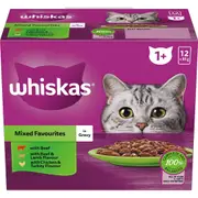 Whiskas Adult 1+ Wet Cat Food Mixed Favourites in Jelly 85g x12