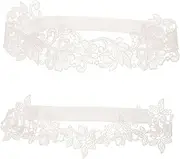 [GLSTOY] 2pcs Lace Garter Leg Garters for Wedding for Leg Accessories Bride Accessories for Wedding Day Bridal Party Bride Sleepwear for Bridal Prom White Belts Lace White